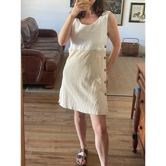 Cotton Side Button Shift Mini Dress Size Small - Picture 2 of 7